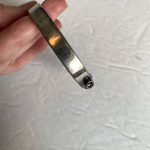 Vintage Until Theres a Cure Made in Italy Silver Awareness Cuff Bracelet - Picture 8 of 11